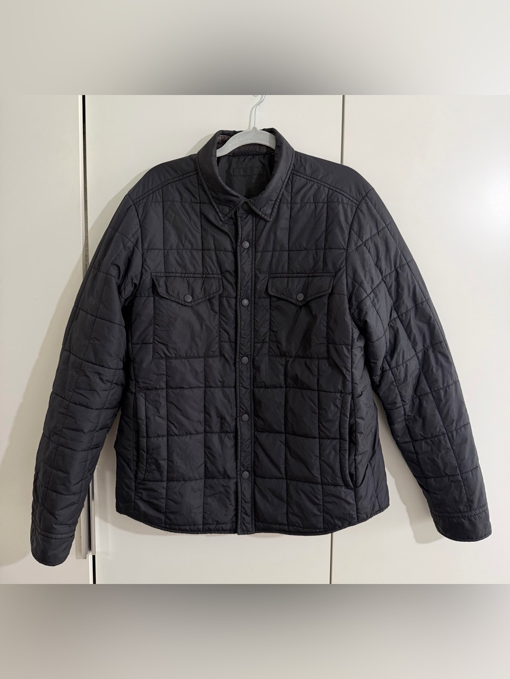 UNIQLO Windproof Collar Quilted Shirt Jacket Navy - Large